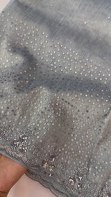 Handworked Designer tissue silk blend saree with sequins & cutdana work - MSHW270 MidnightBlue