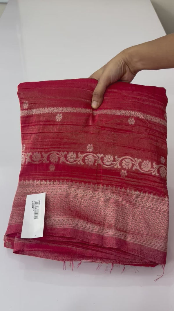 Banarasi crush georgette saree- MS1341 ReddishOrange