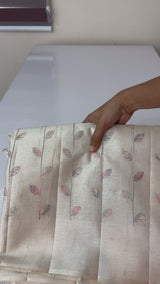 Blended tussar saree with embriodery - MS8665 Cream