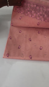 Semi Organza thread work saree MOST541 PeachPink