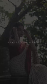 Crepe Banarasi viscose Georgette saree with brocade blouse MS953211 - Offwhite to Maroon