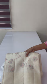 Blended tussar saree with embriodery - MS8665 Cream