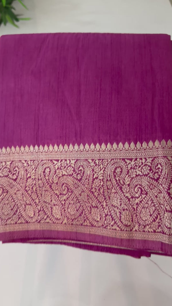 Blended tussar silk saree with Banarasi border FBTW3026 Vadamalli