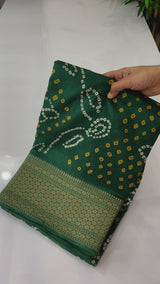 Semi silk saree MSBS126 BottleGreen