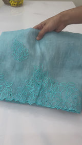 Cutwork Tissue Organza saree MS14051 - Blue